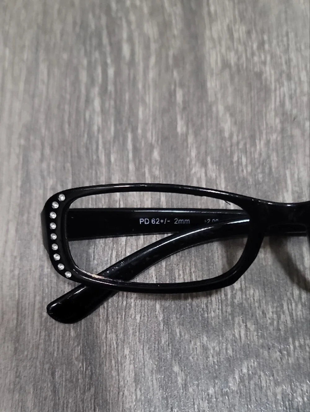 Fashion Crystal Black Rectangular Eyeglasses - No Lens